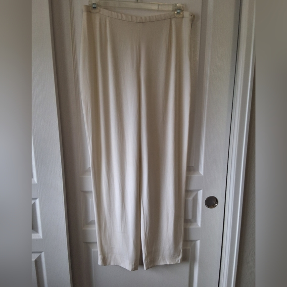 Vintage Giorgio Armani Women Size 14 Ivory‎ Straight Leg Trousers 90s Y2K Luxury - Picture 2 of 12